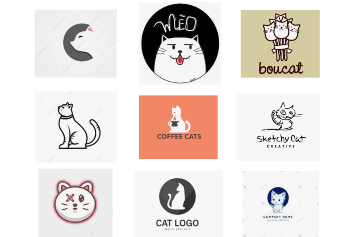 Mẫu logo con mèo biểu cảm thú vị