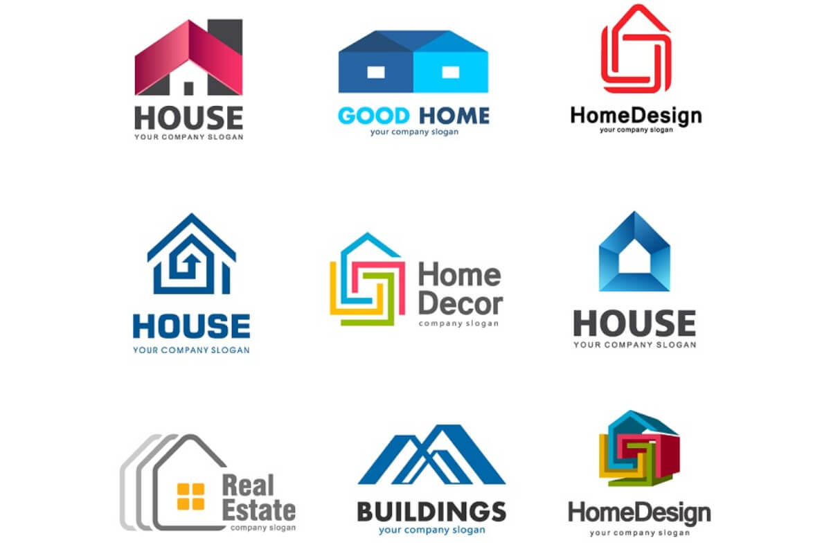 Logo ngôi nhà được sử dụng trong lĩnh vực thiết kế nội thất và ngoại thất