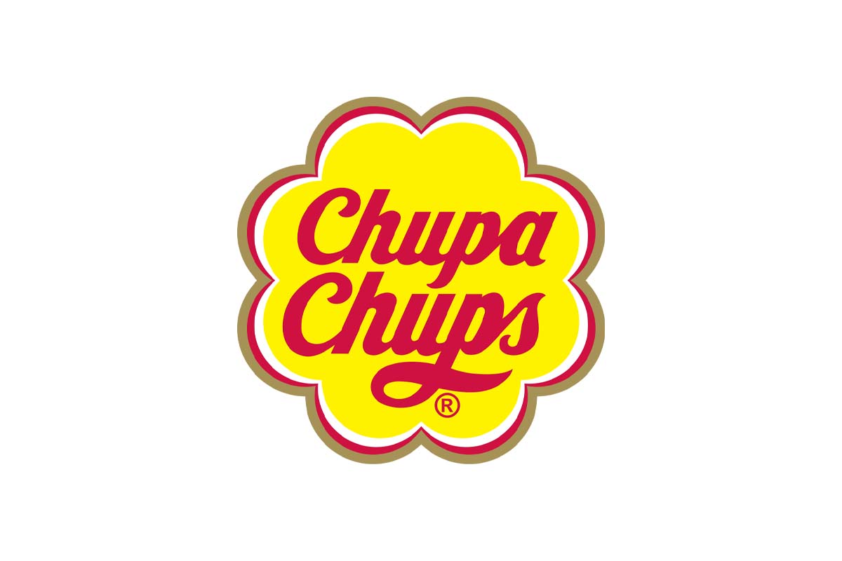 Logo màu vàng của Chupa Chups thể hiện sự linh hoạt, năng động