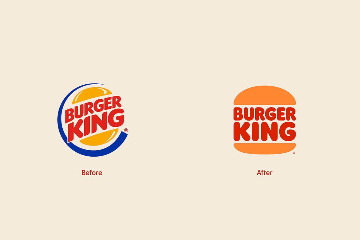 Logo màu vàng của Burger King thiết kế theo trường phái tối giản
