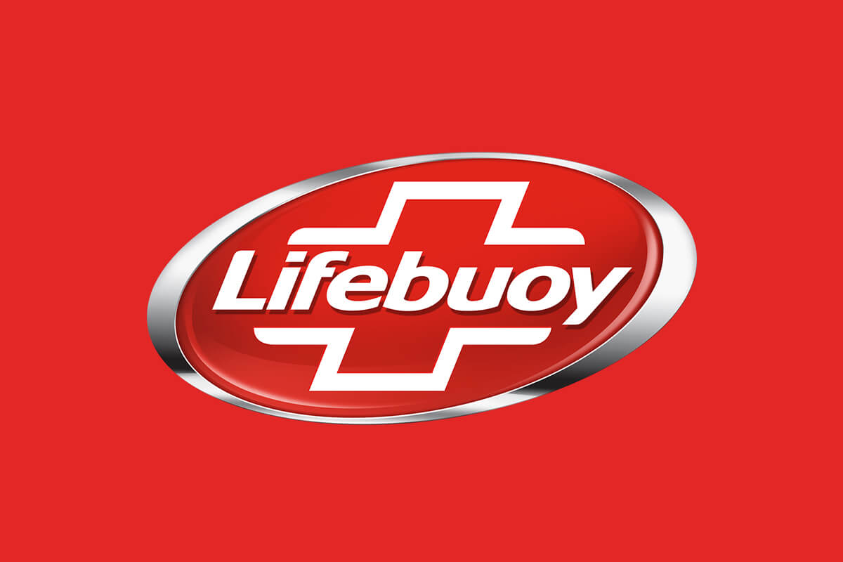Logo màu đỏ của Lifebuoy thể hiện sự uy tín và an toàn