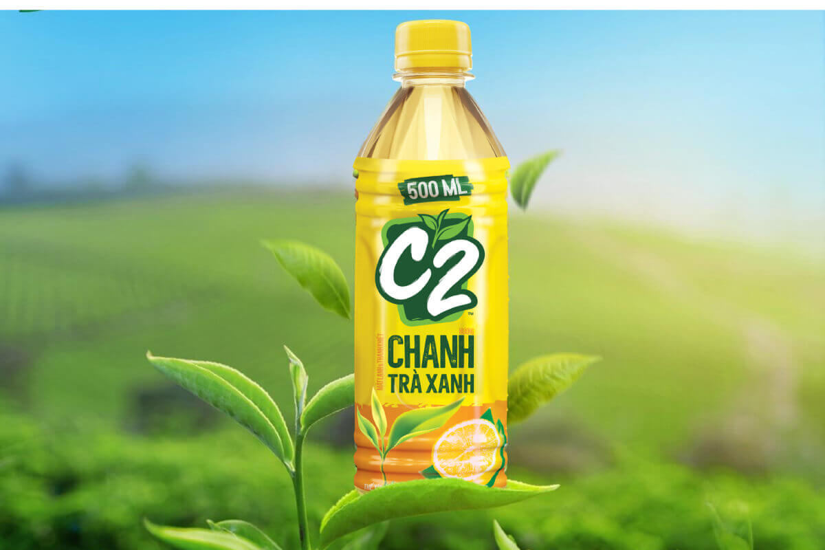 Nhãn hiệu nước ngọt trà xanh C2 đem đến hương vị tự nhiên