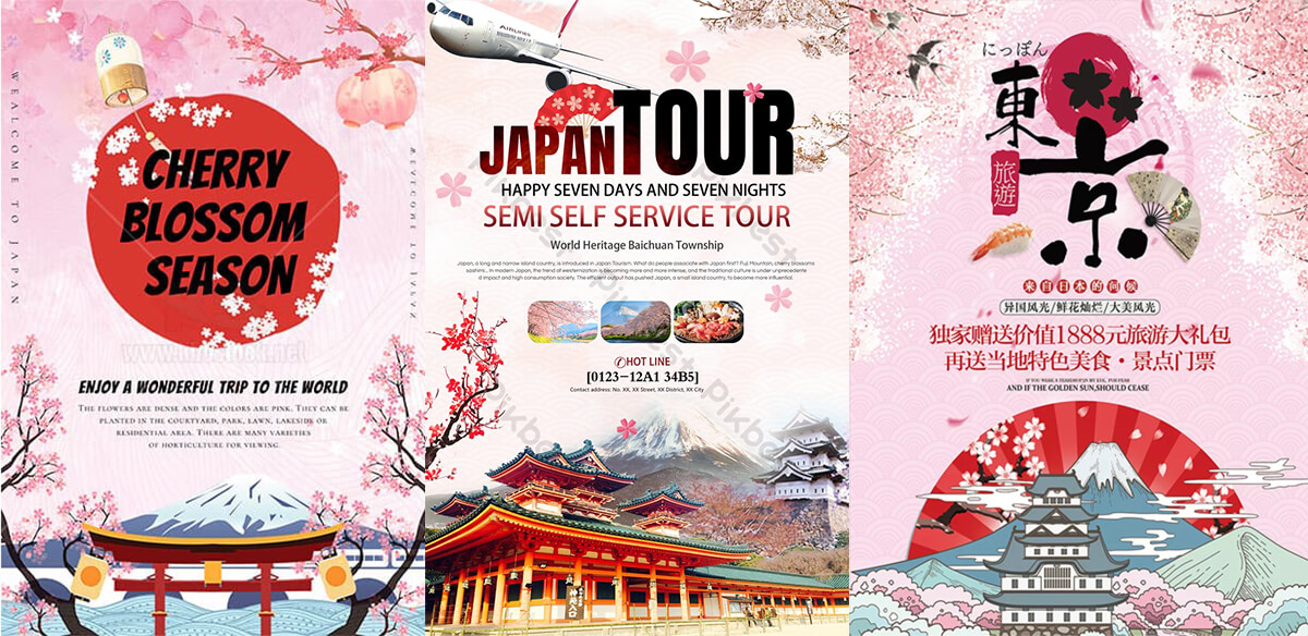 Thiết kế poster du lịch Nhật Bản mang đặc trưng văn hóa xứ sở mặt trời mọc
