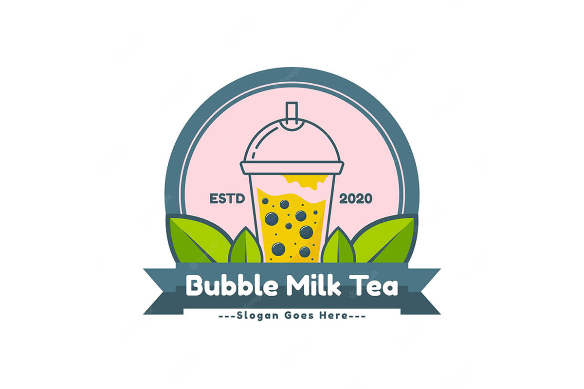 Mẫu thiết kế logo trà sữa tròn