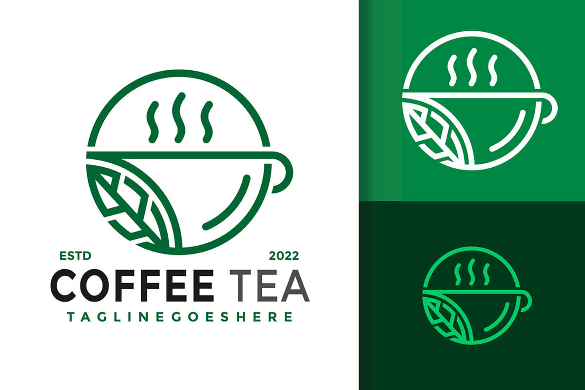 Mẫu logo quán trà và cà phê mang hương vị cafe