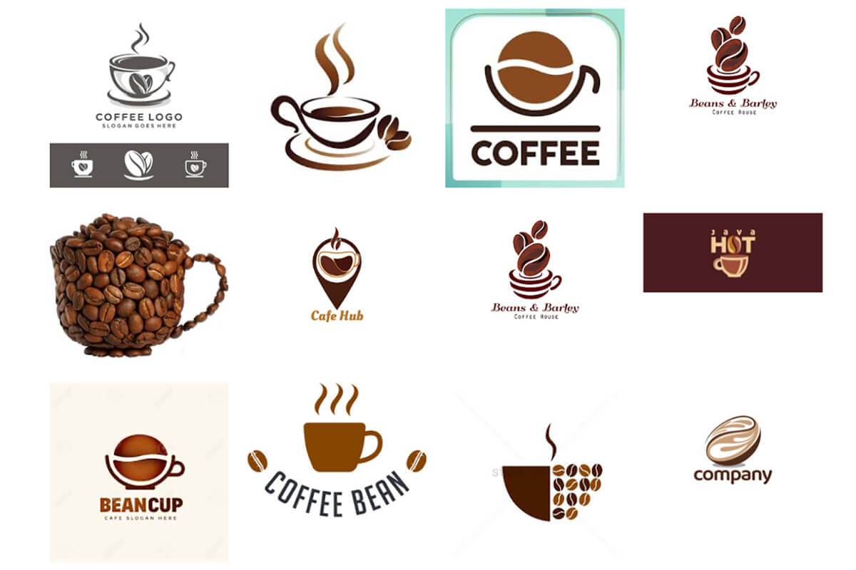 Mẫu logo hạt cà phê nguyên chất