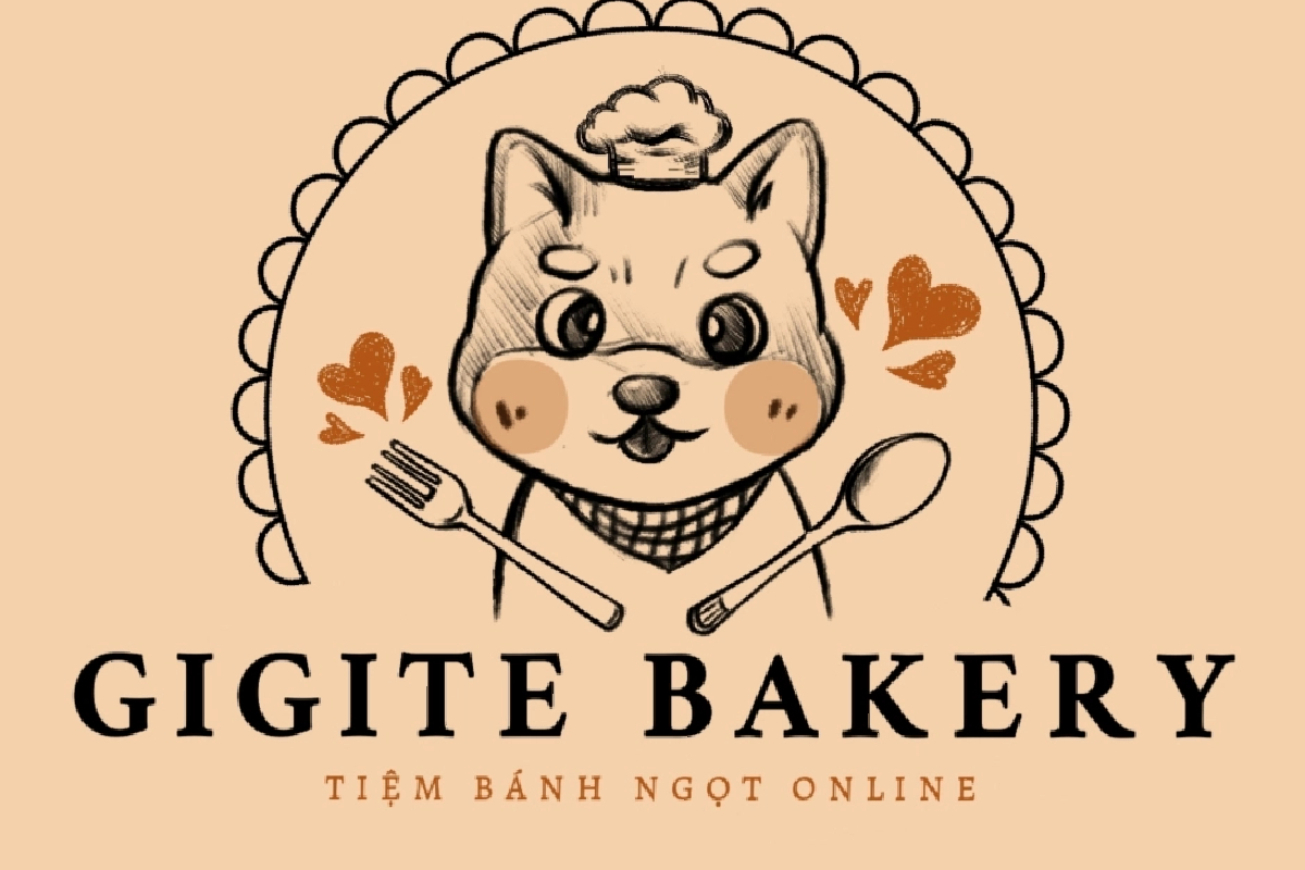 Logo tiệm bánh sáng tạo, năng động với hình ảnh động vật dễ thương